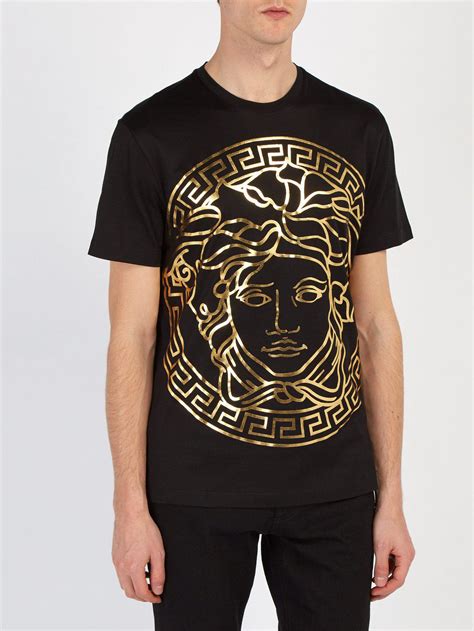 versace tshirt gold|Versace shirt black and gold.